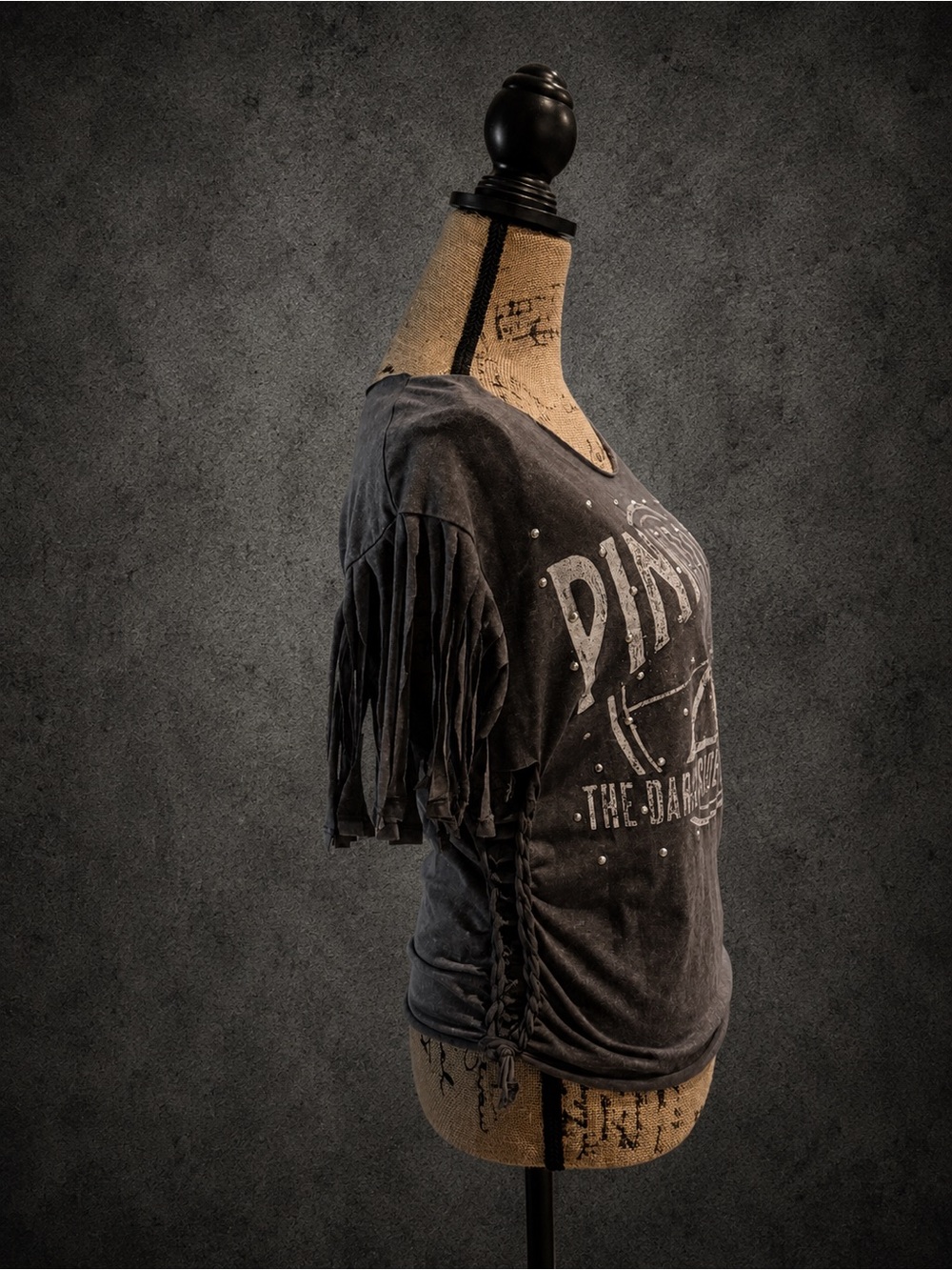 Pink Floyd Gray Short Sleeve Fringe Tee with Rainbow Prism Graphic - Picture 4 of 4